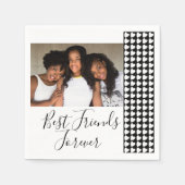 最高のFriends Forever白黒ハート写真 スタンダードカクテルナプキン (正面)