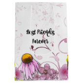 最高のFriends Forever、デイジーグラフィックデザイン ミディアムペーパーバッグ (裏面)