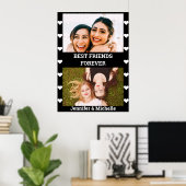 最高のFriends Forever 2カスタム写真と名前の黒 ポスター (ホームオフィス)