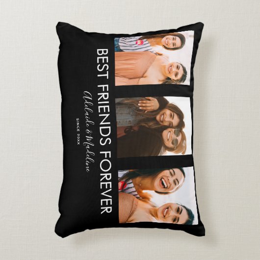 最高のFriends Forever 3フォトコラージギフト アクセントクッション (正面(垂直))
