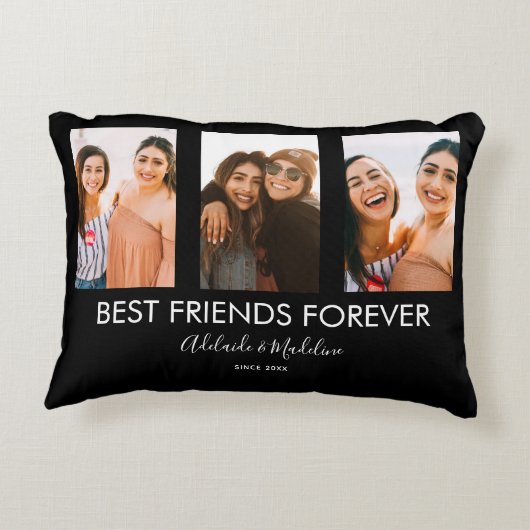最高のFriends Forever 3フォトコラージギフト アクセントクッション (裏面)