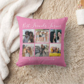 最高のFriends Forever 6フォト引用文スクリプトピンク クッション (ブランケット)