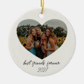 最高のFriends Forever BFFカスタムハート写真年 セラミックオーナメント (正面)