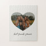 最高のFriends Forever BFFカスタムハート写真白 ジグソーパズル<br><div class="desc">Friends 最高の Forever BFFフォトハートカスタムシェイプJigsawパズル白</div>