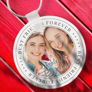 最高のFriends Forever BFFシンプル写真モダン キーホルダー