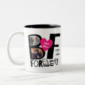 最高のFriends Forever BFF可愛いピンクのハート2-Photo ツートーンマグカップ (左)