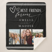最高のFriends Forever Photo Collage Black シェルパブランケット (正面)