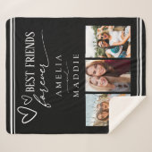 最高のFriends Forever Photo Collage Black シェルパブランケット (正面(横))