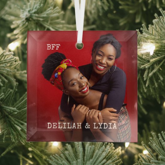 最高のFriends Forever Photo Gift ガラスオーナメント (インサイチュ)