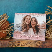 最高のFriends Forever Pinkグリッター写真Keepsake フォトプラーク (側面)