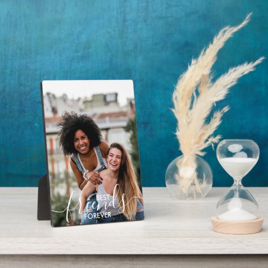 最高のFriends Forever White Scriptタイポグラフィ写真 フォトプラーク (側面)
