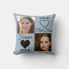 最高のFriends Gift Blueハートフォトコラージュ クッション