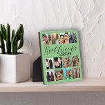最高のFriends Greenモダン Photo Collage フォトプラーク<br><div class="desc">この美しいユニーク12最高のイメージコラージュのテンプレートを使用して「友だち」の贈り物を作成する。緑色の背景に正方形の写真を配置し、インスタグラムの画像に最適。特別カスタマイズな額を作るために</div>