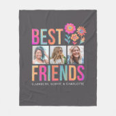 最高のFriends Photo Collage BFFの名前 フリースブランケット (正面)