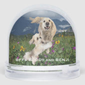 最高のFriends Two Dogs in Field of Flowers BFF (裏面)