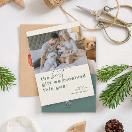 最高のGift写真グリーンホリデー誕生のお知らせ シーズンカード