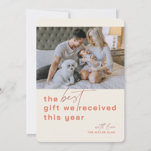 最高のGift写真赤い休日の誕生発表 シーズンカード (正面)