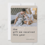 最高のGift Photo Beige Holiday Birth Announcement シーズンカード (正面)