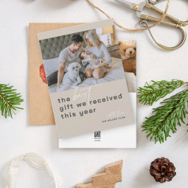最高のGift Photo Beige Holiday Birth Announcement シーズンカード