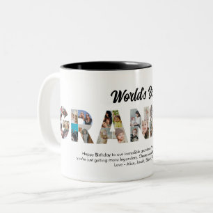 最高のGramona写真コラージュ文字切り出し誕生日 ツートーンマグカップ