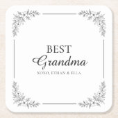 最高のGramona Everスタイリッシュ Black & Whiteフローラ スクエアペーパーコースター (正面)