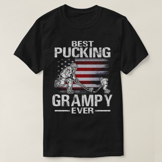 最高のGRAMPY Ever Hockey米国国旗父のD Tシャツ (デザイン正面)