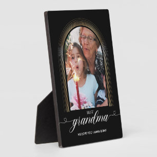 最高のGRANDAハートスクリプトエレガント金ゴールドフレーム写真 フォトプラーク