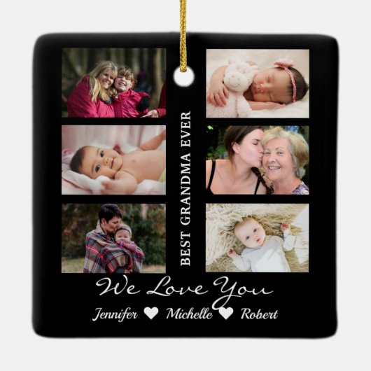 最高のGranda Ever写真カスタム孫の名前 セラミックオーナメント (裏面)