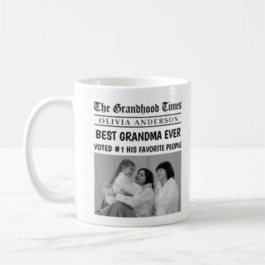 最高のGranda Ever写真カスタム新聞の見出し コーヒーマグカップ (左)