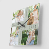 最高のGranda Ever 4 Photo Collage Green スクエア壁時計 (傾斜)