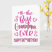 最高のGranda Ever 96誕生日タイポグラフィ カード (黄色い花)