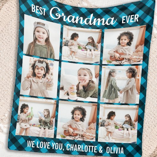 最高のGranda Ever 9 Photo Collage Plaid フリースブランケット
