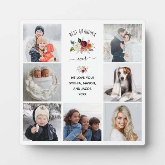 最高のGranda Ever Burgundy Bohoフローラフォトグリッド フォトプラーク (正面)