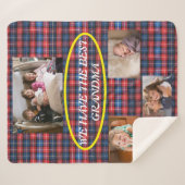 最高のGranda Red Blue Black Plaid 4枚 シェルパブランケット (正面(横))