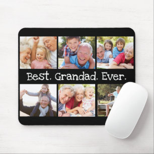 最高のGrandad Ever Photo Collage in Black モダン マウスパッド
