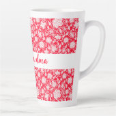 最高のGrandmaクロスステッチルックレッドホワイトフローラ カフェラテマグ (右)
