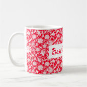 最高のGrandmaクロスステッチルックレッドホワイトフローラ コーヒーマグカップ (左)