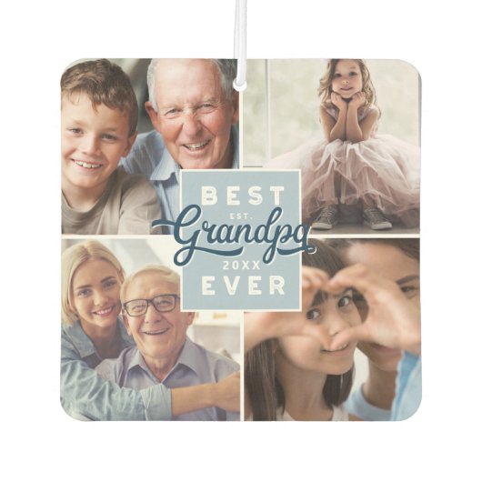 最高のGrandpaエバカスタム4枚の写真ファミリーコラージュ カーエアーフレッシュナー (正面)