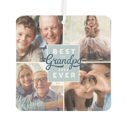 最高のGrandpaエバカスタム4枚の写真ファミリーコラージュ カーエアーフレッシュナー (裏面)