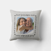 最高のGrandpaエバータイポグラフィフォトフレームグレー クッション (裏面)