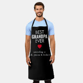 最高のGrandpaエバーハート名ホワイトブラック エプロン (着用した状態)