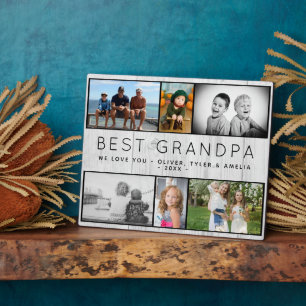 最高のGrandpaグレー素朴ウッド6フォトコラージュ フォトプラーク