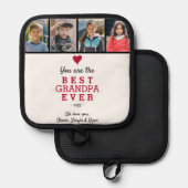 最高のGrandpaハート4フォトコラージュ 鍋敷き (正面/裏面)