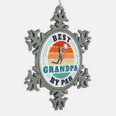 最高のGrandpaバイパーカスタムレトロゴルファー スノーフレークピューターオーナメント (左)