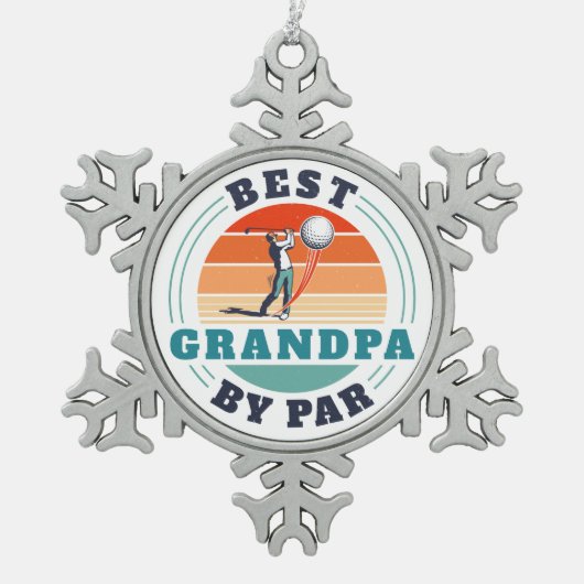 最高のGrandpaバイパーカスタムレトロゴルファー スノーフレークピューターオーナメント (正面)