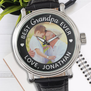 最高のGrandpa名パーソナライズされたの写真カスタム写真 腕時計