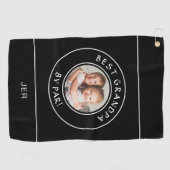 最高のGrandpa By ParゴルファーモダンPhoto Gift Black ゴルフタオル (横)