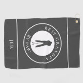 最高のGrandpa By ParゴルファーSportsモノグラムの Gray ゴルフタオル (横)