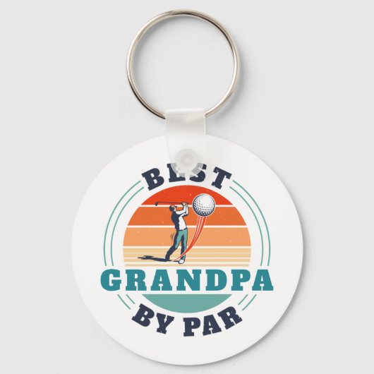 最高のGrandpa By ParレトロカスタムFaters Dayロゴ キーホルダー (正面)