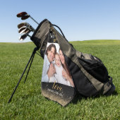 最高のGrandpa By Par家族フォト金ゴールドスパークル名 ゴルフタオル (グリーン)